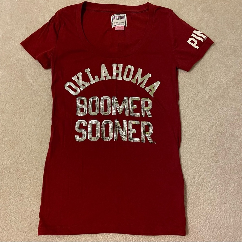VS. PINK bling OKLAHOMA BOOMER SOONERS tee X-small like new